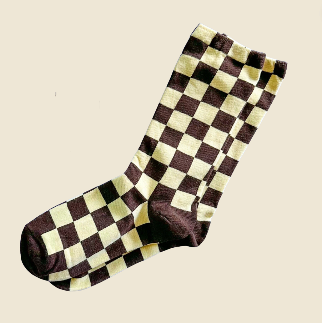 Brown Checkered Socks