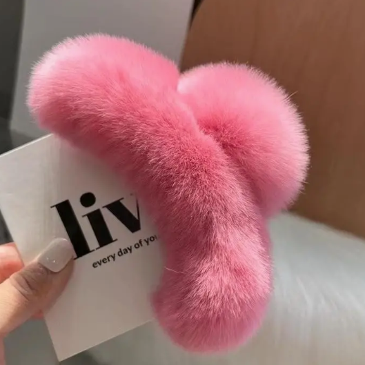 Pink Fuzzy Claw Clip